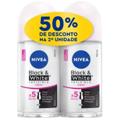 Des. nivea rol 50ml fem black white 2un