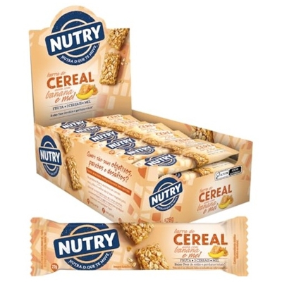 BARRA CEREAL NUTRY 22G AVEIA/BANANA/MEL , CEREAIS NUTRY AVEIA BANANA E MEL 22G