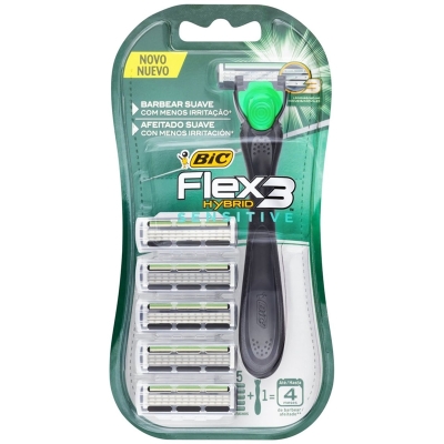 Ap. barbear bic flex 3 hybrid sensitive 1un+5un carga