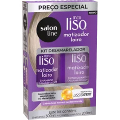 Kit shampoo 300ml+cond 200ml matizador meu liso salon line - matizador loiro - un
