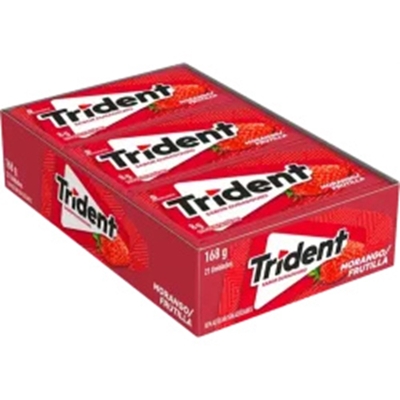 Chiclete trident morango frutilla 8g 5 und, trident morango 5unid