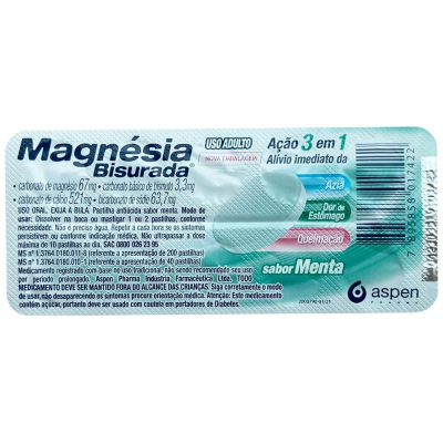 Magnesia bisurada pastilhas c