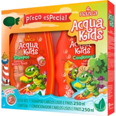 Sh. acqua kids 250ml lisos fino+cond, sh + cond acqua kids clisos 250ml cada nazca