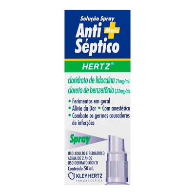 Anti-septico hertz spray 50 m, 21 mg/ml + 1,33 mg/ml sol top ct fr plas opc spray x 50 ml