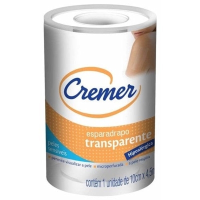 ESPARADRAPO CREMER TRANSPARENTE 10CMX4,5M, HIPOALERGENICO