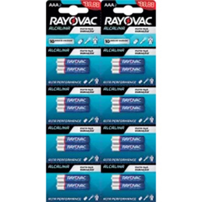 Pilha rayovac alcalina aaa mult 8 cart c/2 un