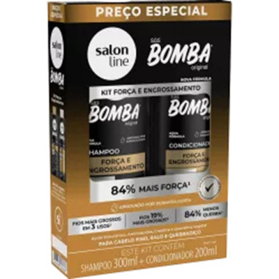 Kit shampoo 300ml+condicionador 200ml sos bomba salon line - forca e engrossamento - un