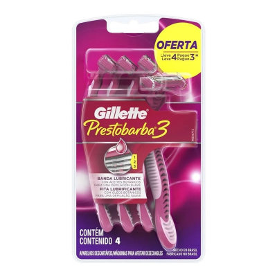 Prestobarba 3 fem l4p3un, gillette presto 3 feminino l4 p3