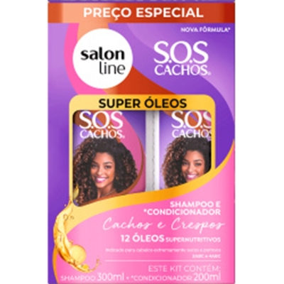 KIT SHAMPOO 300ML + CONDICIONADOR 200ML SOS CACHOS SUPER OLEOS 32904