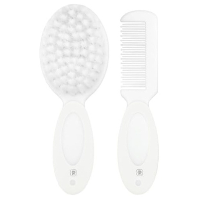 Kit escova e pente para bebe unissex pimpolho branco