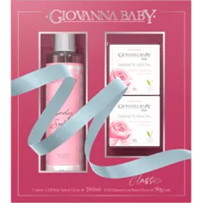 Kit giovanna baby desod body splash 260ml+ 2 sab vegetal 90g classic 437