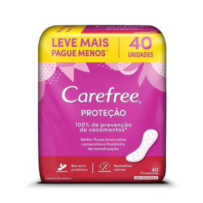 Abs. carefree prot. diario c/40un protecao sem perfume, carefree frescor diario pelicula protetora 40und