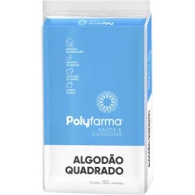 Algodao quadrado fileira dupla polyfarma 50mmx60mm 150un - tradicional - un