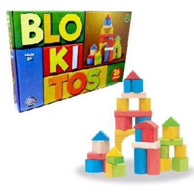 BLOKITOS BLOQUINHOS DE MONTAR MDF 26 PECAS PAIS E FILHOS REF 7437