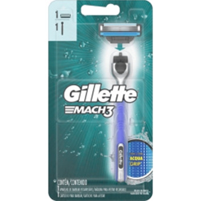 APARELHO BARBEAR GILLETTE MACH3 COM 1 AQUA GRIP
