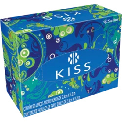 Lenco de papel facial kiss c/100und 214x142mm, kiss 100