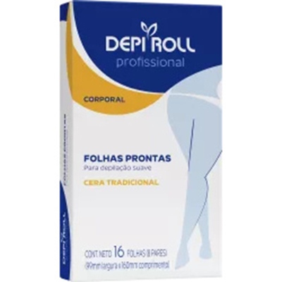 Depiroll folhas prontas p/depilacao trad 16und, roll fol dep corp mel 16u