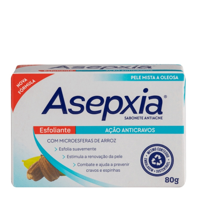 Sab. asepxia esfoliante 80g, sabonete esfoliante 90 gr