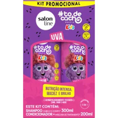Kit shampoo 300ml+condicionador 200ml kids salon line - uva - un