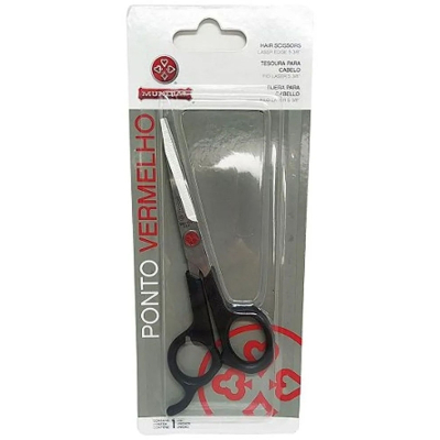 Tesoura barbeiro mundial 663-5 ponto vermelho 12cm