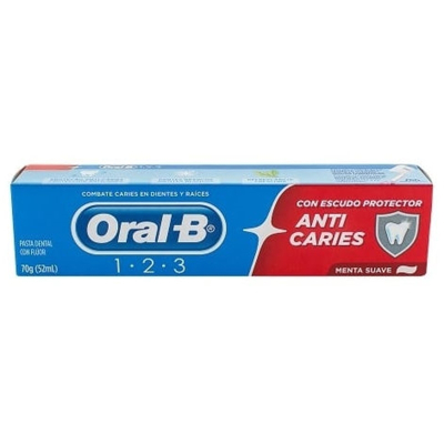 Cr. dent. oral b 123 - 70g, oral-b 70gr anti-caries leve 12 pague 9