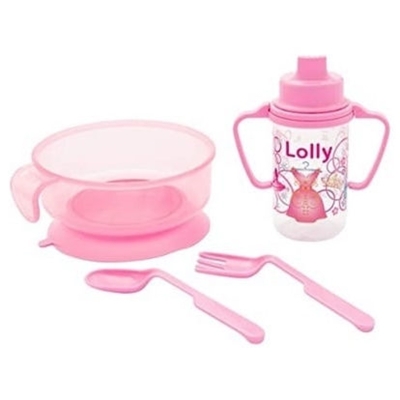 KIT ALIMENTACAO LOLLY TIP 4PCS F BT, LOLLY ALIMENTACAO ROSA 713101