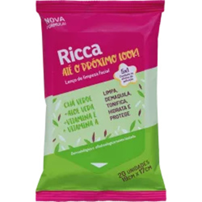 Lenco de limpeza facial ricca, ricca removedor de maquiagem c20 un ref3712