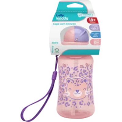 Copo lolly zoo com canudo 330ml f 