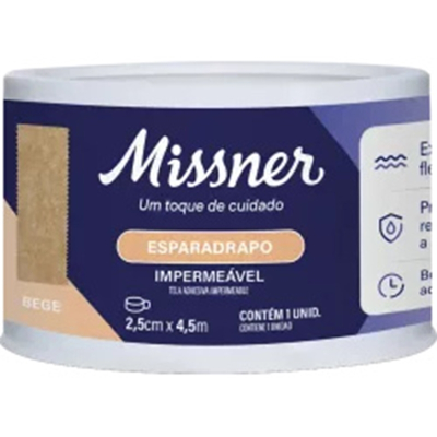 Esparadrapo impermeavel bege 2,5cmx4,5m (12) - missner