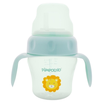 Copo de treinamento c/alca e bico flexivel 150ml leao masc pimpolho verde