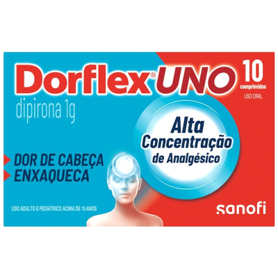Dorflex uno (dipirona) 1g c/10 cp, 1g cx 10 comp