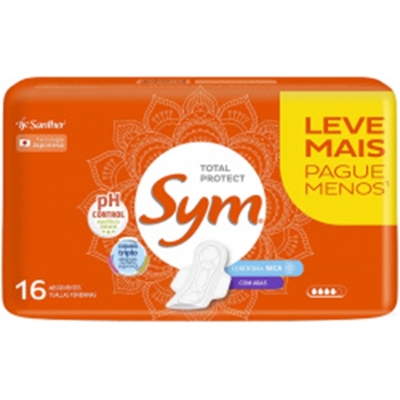 ABSORVENTE SYM COBERTURA SECA COM ABAS L16P14, SYM 360 ULTRA SECA CABAS C16UN L16P14 SANTHER