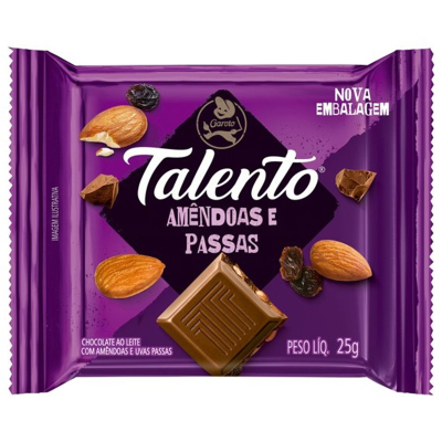 Chocolate talento 25g amendoas/passas