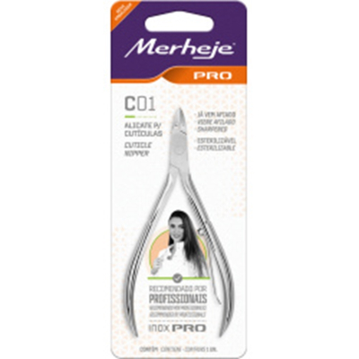 Alicate merheje p/cuticulas profissional, merheje profissional inox c/ 1 unid