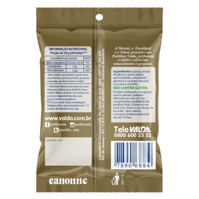 VALDA CLASSIC PASTILHA SACHE 12G EMB.DOURADA