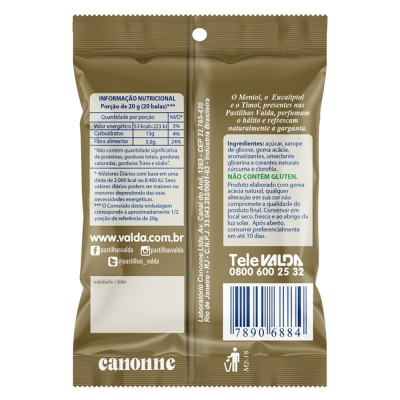 Valda classic pastilha sache 12g emb.dourada