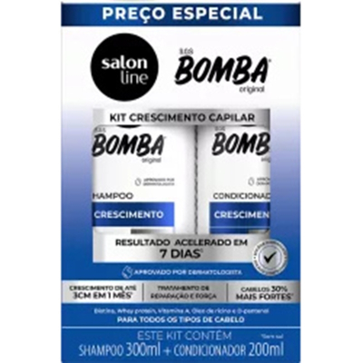 Kit shampoo 300ml+condicionador 200ml sos bomba salon line - original crescimento - un