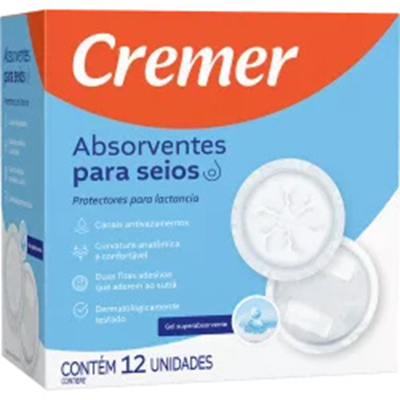 Absorventes para seios cremer 12un