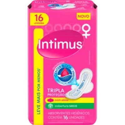 ABSORVENTE INTIMUS GEL SECA ECONOMICA COM ABAS LV16PG14, INTIMUS SECA COM ABAS LV16PG14UND