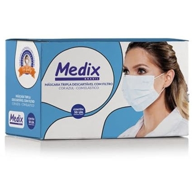 MASCARA TRIPLA CAMADA AZUL COM 10 UND