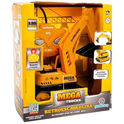 Carrinho controle remoto retroescaveira 1:20 2func/pilh unidade car833 - polibrinq