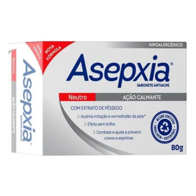 Sab. asepxia neutro 80g, sabonete neutro combate cravos e espinhas