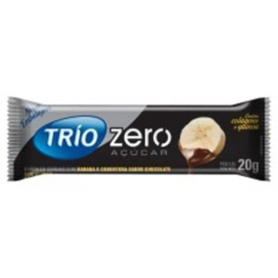 Barra de cereais trio zero banana e chocolate 20g, trio banana chocolate zero acucar