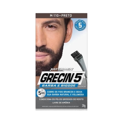 Grecin 5 barba/bigode preto, 5 primgrisalhos preto