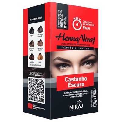 Kit henna castanho escuro 2gr + fixador 10ml niraj
