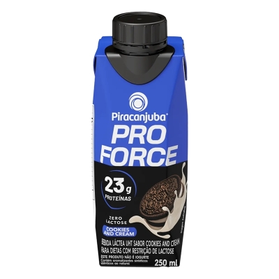 BEBIDA LACTEA PIRACANJUBA PRO FORCE ZERO LACTOSE COOKIES AND CREAM 23G - 250ML