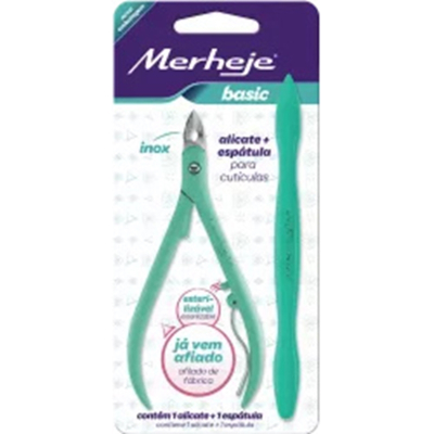 Alicate cuticula + espatula m, cespatula cuticula merheje verde merheje