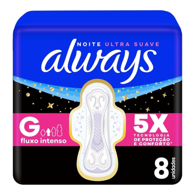 Abs. always noites tranquilas suave l+p8 un, always noturno com abas l8p7 und