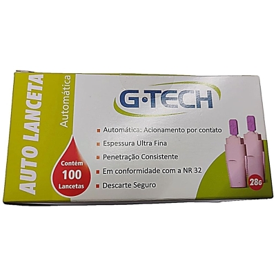 LANCETAS DE SEGUR. 28G (AUTOM) COM 100 - G-TECH
