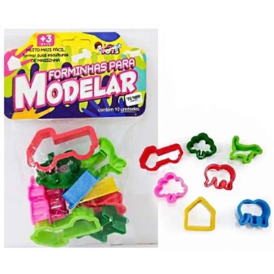 BRINQUEDO FORMINHAS PARA MODELAR COM 10 MINI TOYS REF 1030